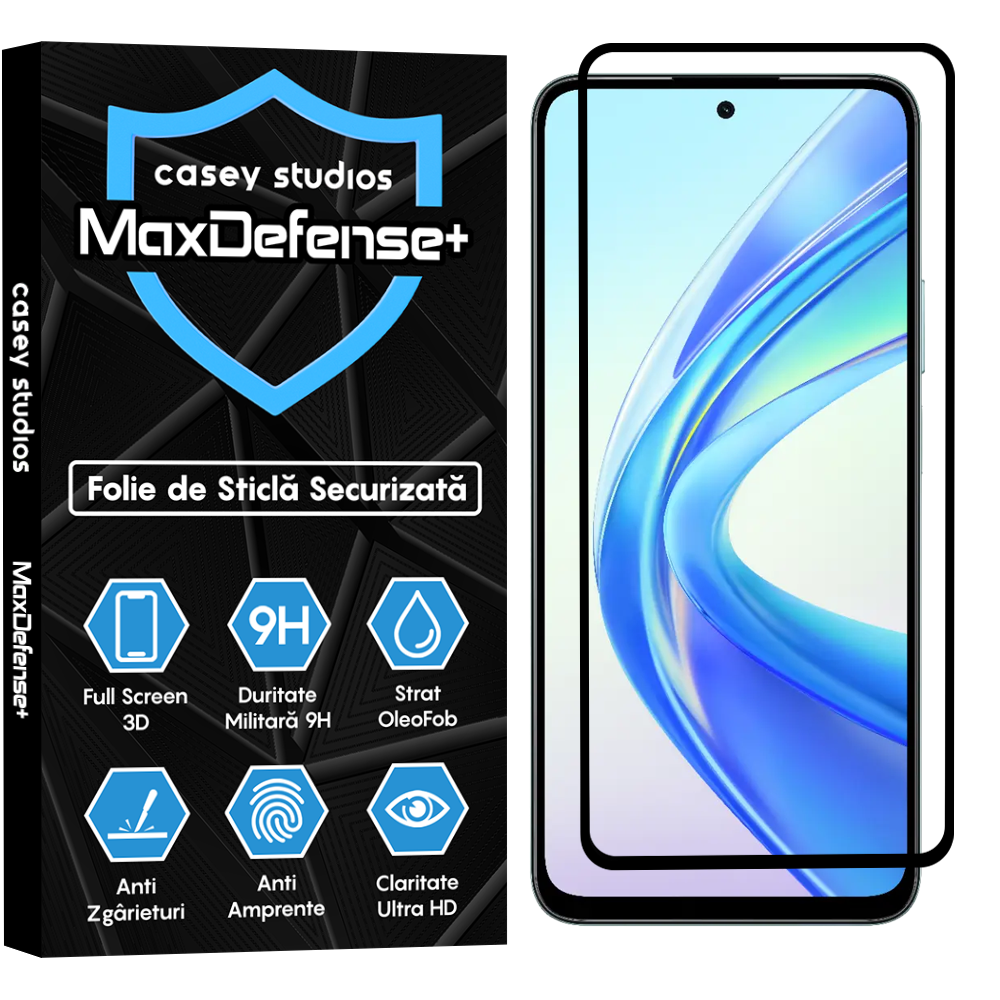 Folie Sticla MaxDefense+ - Honor X7b/X7b 5G/X7b 5G (50 MP) - Negru