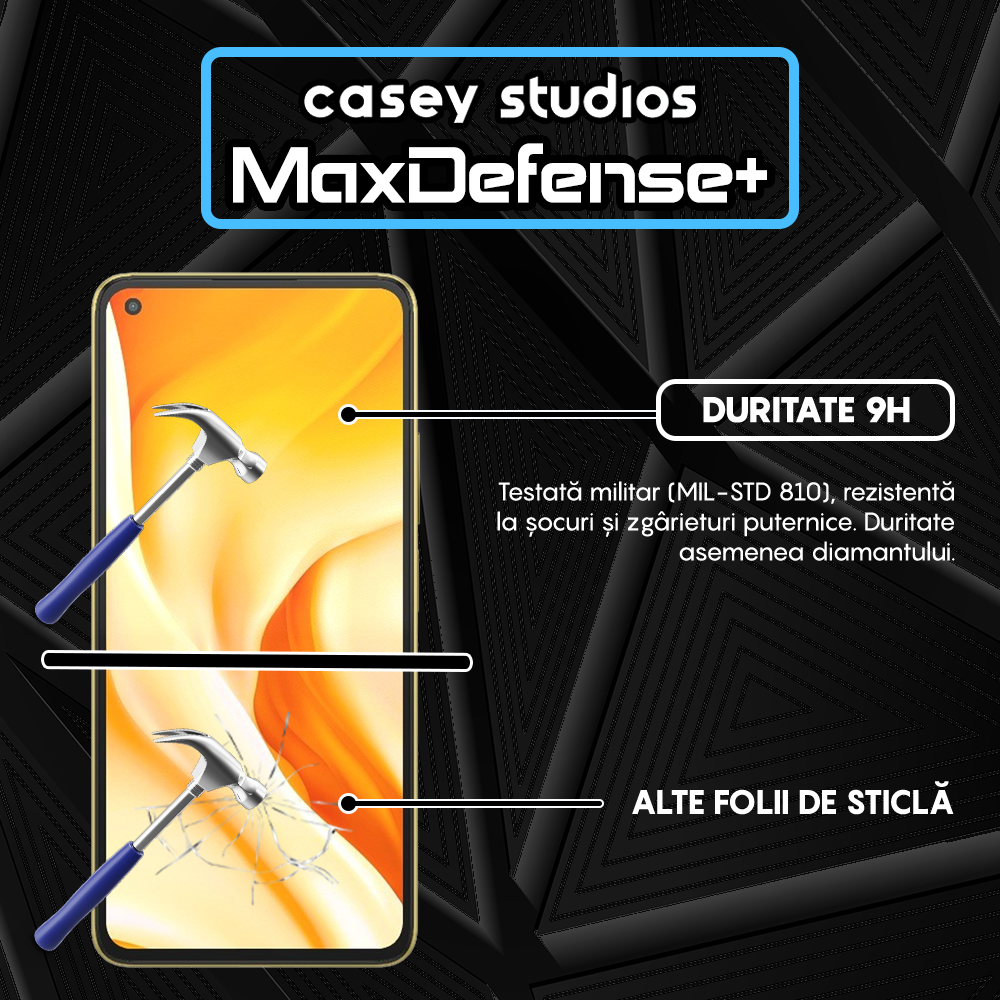 Folie Sticla MaxDefense+ - Xiaomi 11 Lite 5G NE/Mi 11 Lite/Mi 11 Lite 5G - Negru