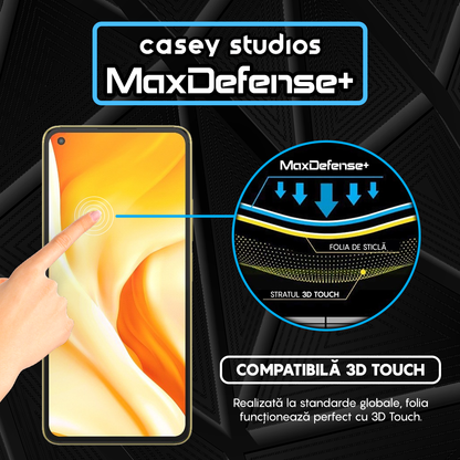 Folie Sticla MaxDefense+ - Xiaomi 11 Lite 5G NE/Mi 11 Lite/Mi 11 Lite 5G - Negru