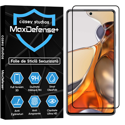 Folie Sticla MaxDefense+ - Xiaomi 11T/11T Pro - Negru