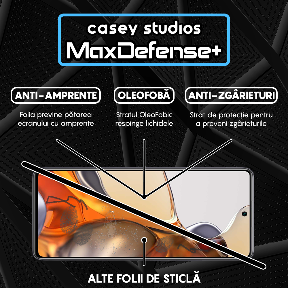 Folie Sticla MaxDefense+ - Xiaomi 11T/11T Pro - Negru