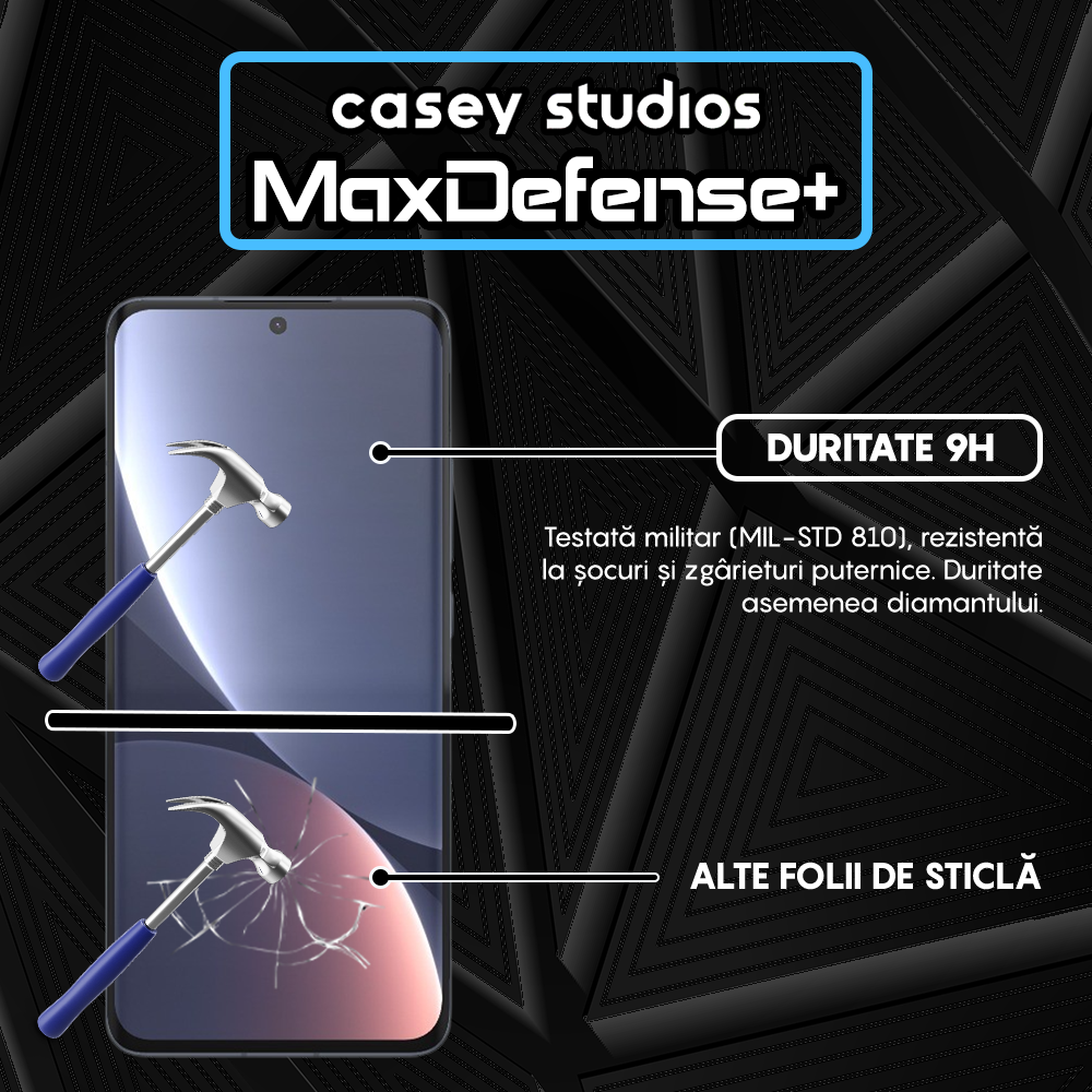 Folie Sticla MaxDefense+ - Xiaomi 12/12X - Negru