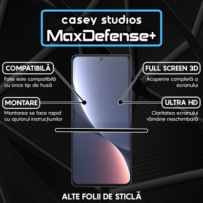 Folie Sticla MaxDefense+ - Xiaomi 12 Pro - Negru