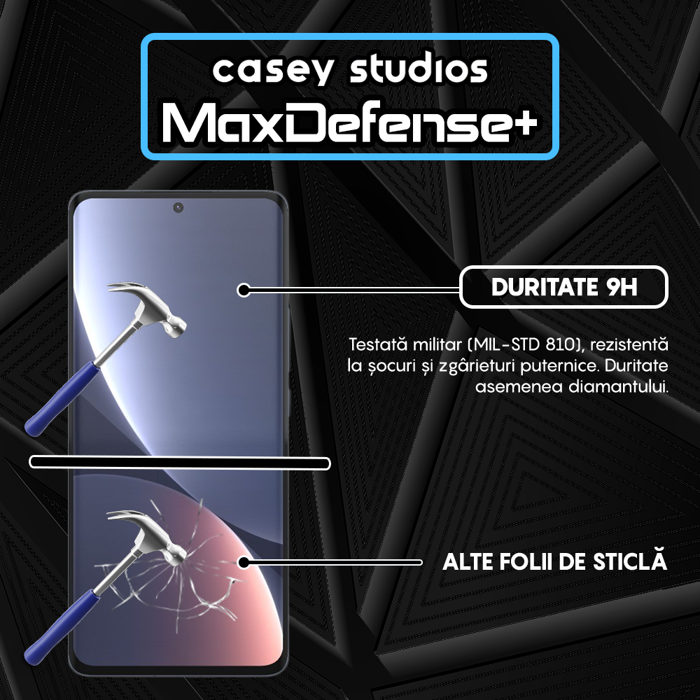 Folie Sticla MaxDefense+ - Xiaomi 12 Pro - Negru