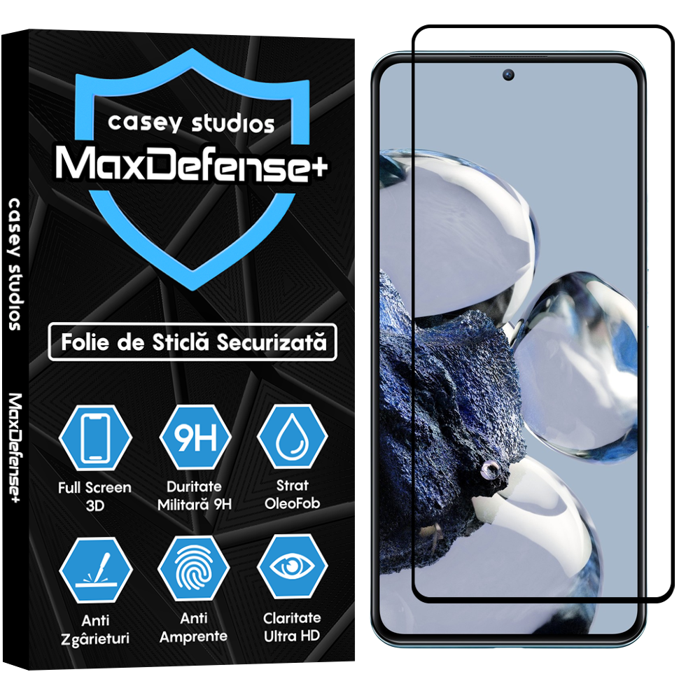 Folie Sticla MaxDefense+ - Xiaomi 12T/Xiaomi 12T Pro - Negru