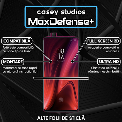 Folie Sticla MaxDefense+ - Xiaomi Mi 9T/Redmi K20/Redmi K20 Pro - Negru