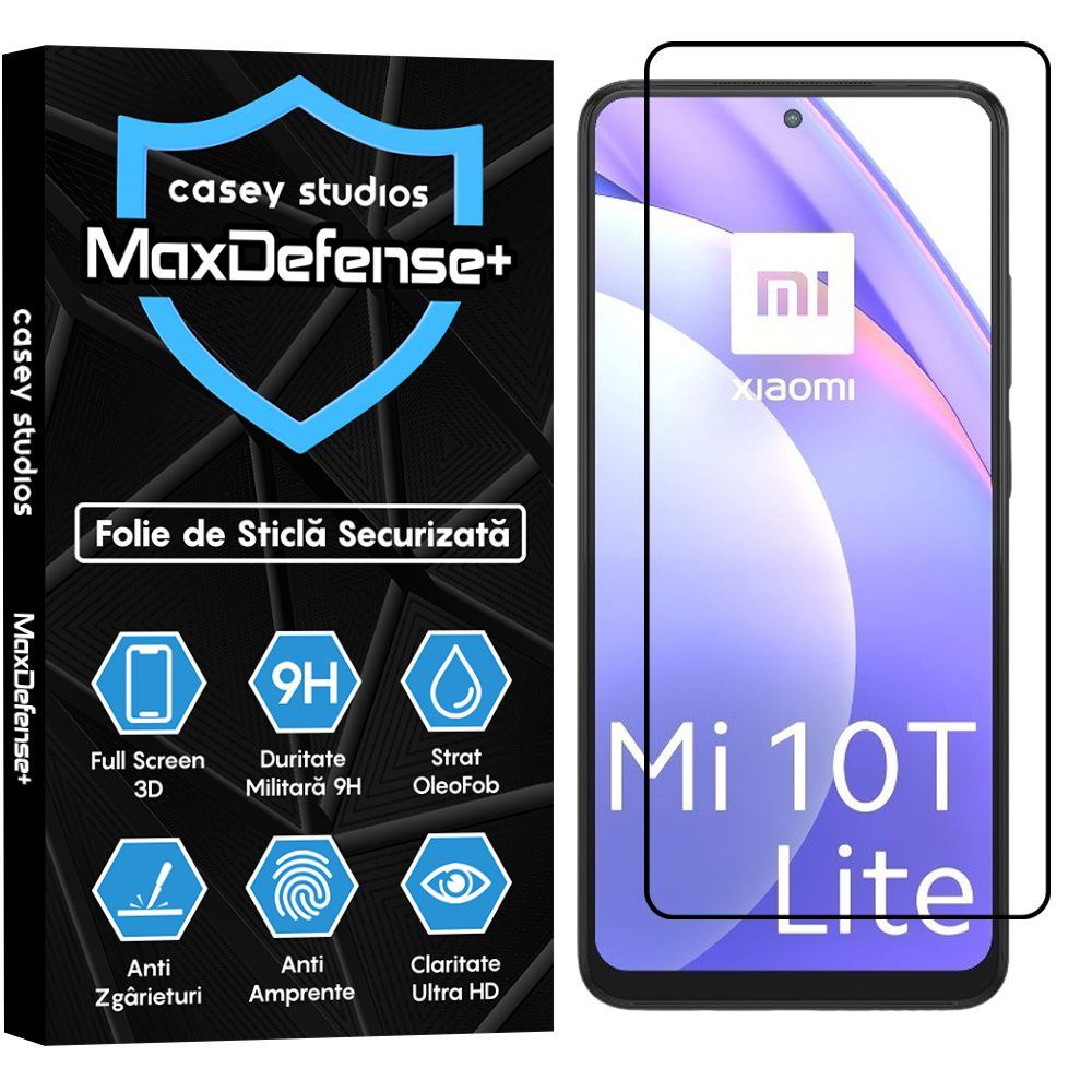 Folie Sticla MaxDefense+ - Xiaomi Mi 10T 5G/Mi 10T Lite 5G/Mi 10T Pro 5G/Poco X3/Poco X3 NFC/Poco X3 Pro/Poco X3 Pro - Negru