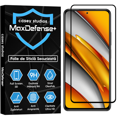 Folie Sticla MaxDefense+ - Xiaomi Mi 11i/Poco F3 - Negru