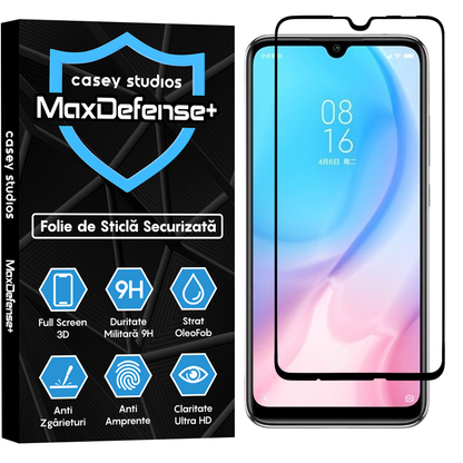 Folie Sticla MaxDefense+ - Xiaomi Mi A3/Mi CC9e - Negru