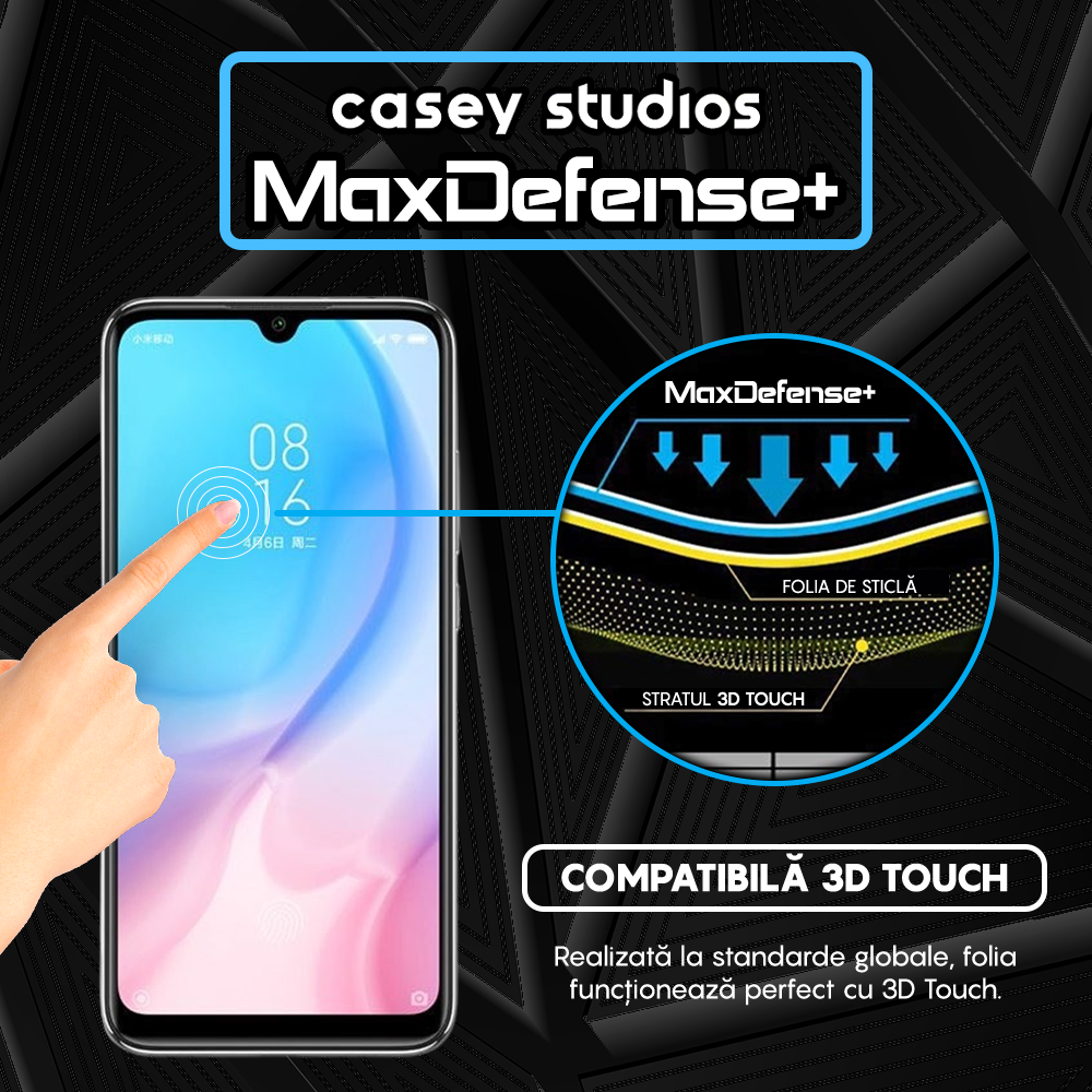 Folie Sticla MaxDefense+ - Xiaomi Mi A3/Mi CC9e - Negru