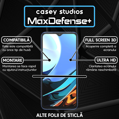 Folie Sticla MaxDefense+ - Xiaomi Poco M3/Redmi 9T - Negru