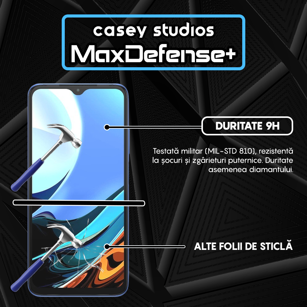 Folie Sticla MaxDefense+ - Xiaomi Poco M3/Redmi 9T - Negru