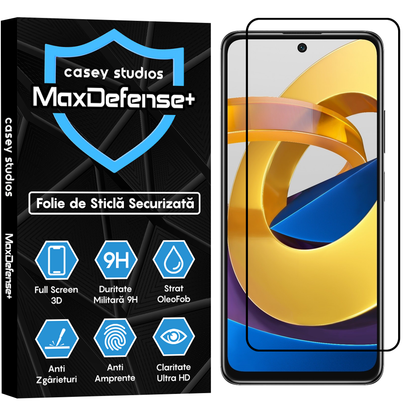 Folie Sticla MaxDefense+ - Xiaomi Poco M4 Pro 5G - Negru