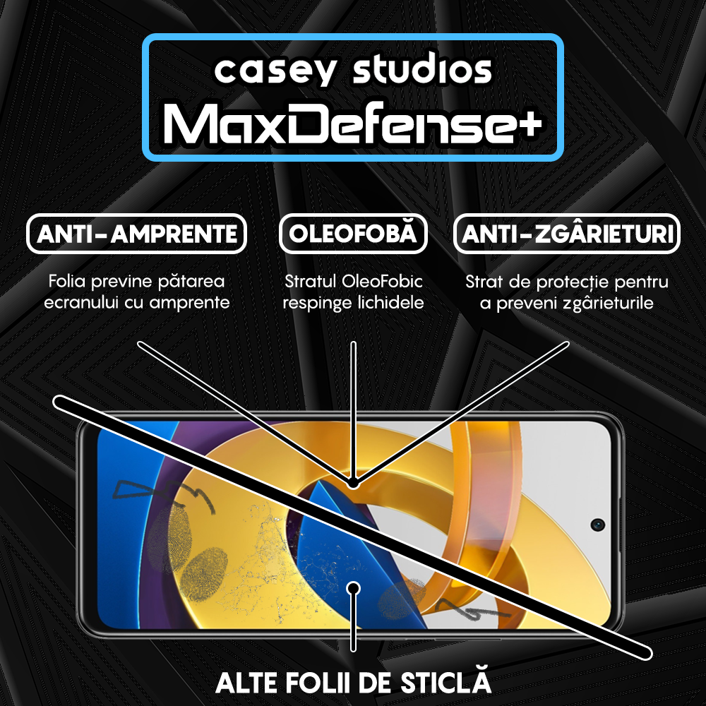 Folie Sticla MaxDefense+ - Xiaomi Poco M4 Pro 5G - Negru