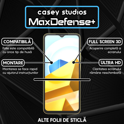 Folie Sticla MaxDefense+ - Xiaomi Poco M5 - Negru