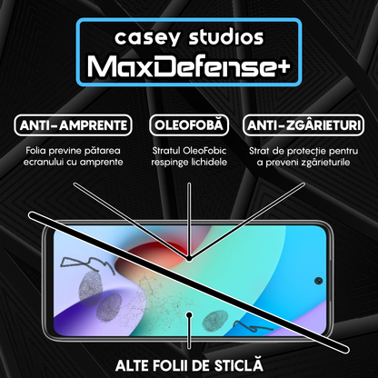 Folie Sticla MaxDefense+ - Xiaomi Redmi 10/Redmi 10 2022 - Negru