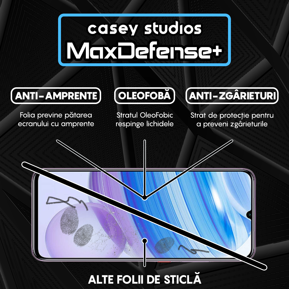 Folie Sticla MaxDefense+ - Xiaomi Redmi 10X 5G/Redmi 10X Pro 5G - Negru