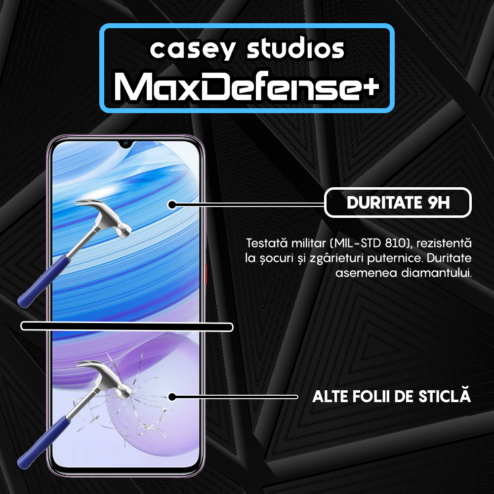 Folie Sticla MaxDefense+ - Xiaomi Redmi 10X 5G/Redmi 10X Pro 5G - Negru
