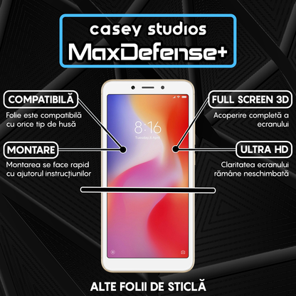 Folie Sticla MaxDefense+ - Xiaomi Redmi 6/Redmi 6A - Negru