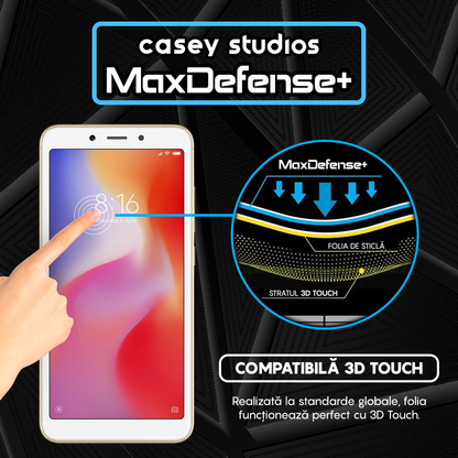 Folie Sticla MaxDefense+ - Xiaomi Redmi 6/Redmi 6A - Negru