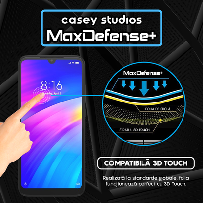 Folie Sticla MaxDefense+ - Xiaomi Redmi 7 - Negru