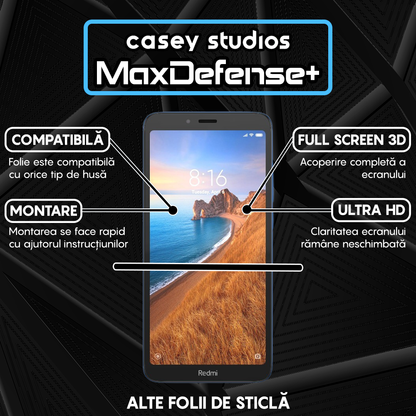 Folie Sticla MaxDefense+ - Xiaomi Redmi 7A - Negru