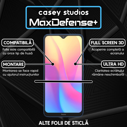 Folie Sticla MaxDefense+ - Xiaomi Redmi 8/Redmi 8A - Negru
