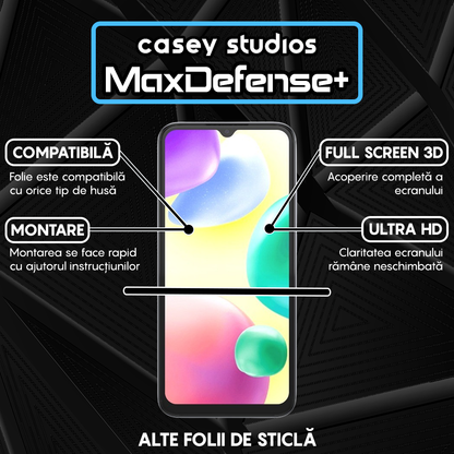Folie Sticla MaxDefense+ - Xiaomi Redmi 9A/Redmi 9C NFC/Redmi 9C/Redmi 9AT/Redmi 10A - Negru