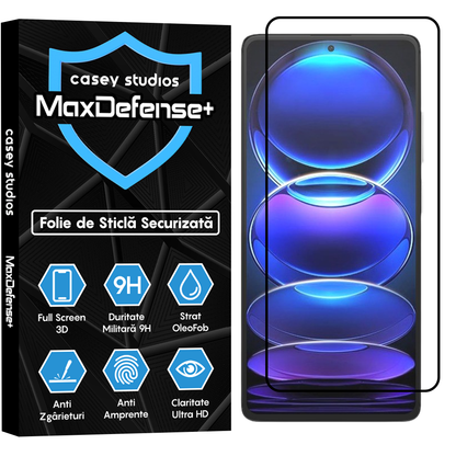 Folie Sticla MaxDefense+ - Xiaomi Redmi Note 12 Pro 5G/Redmi Note 12 Pro+ - Negru