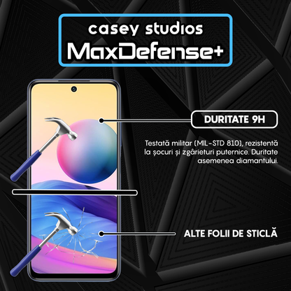 Folie Sticla MaxDefense+ - Xiaomi Poco M5s/Redmi Note 10 4G/Redmi Note 10S - Negru