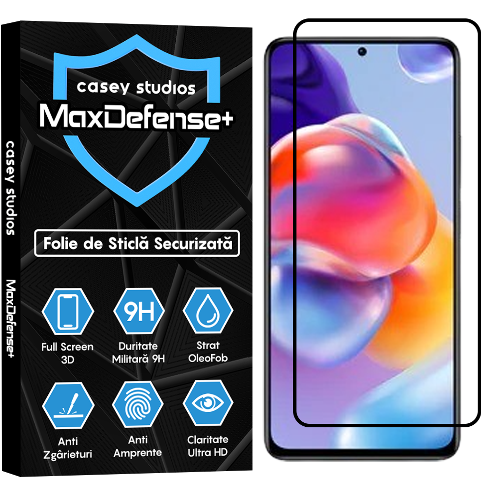 Folie Sticla MaxDefense+ - Xiaomi Poco X4 Pro 5G/Redmi Note 11 Pro 4G/Redmi Note 11 Pro 5G/Redmi Note 11 Pro+ 5G - Negru