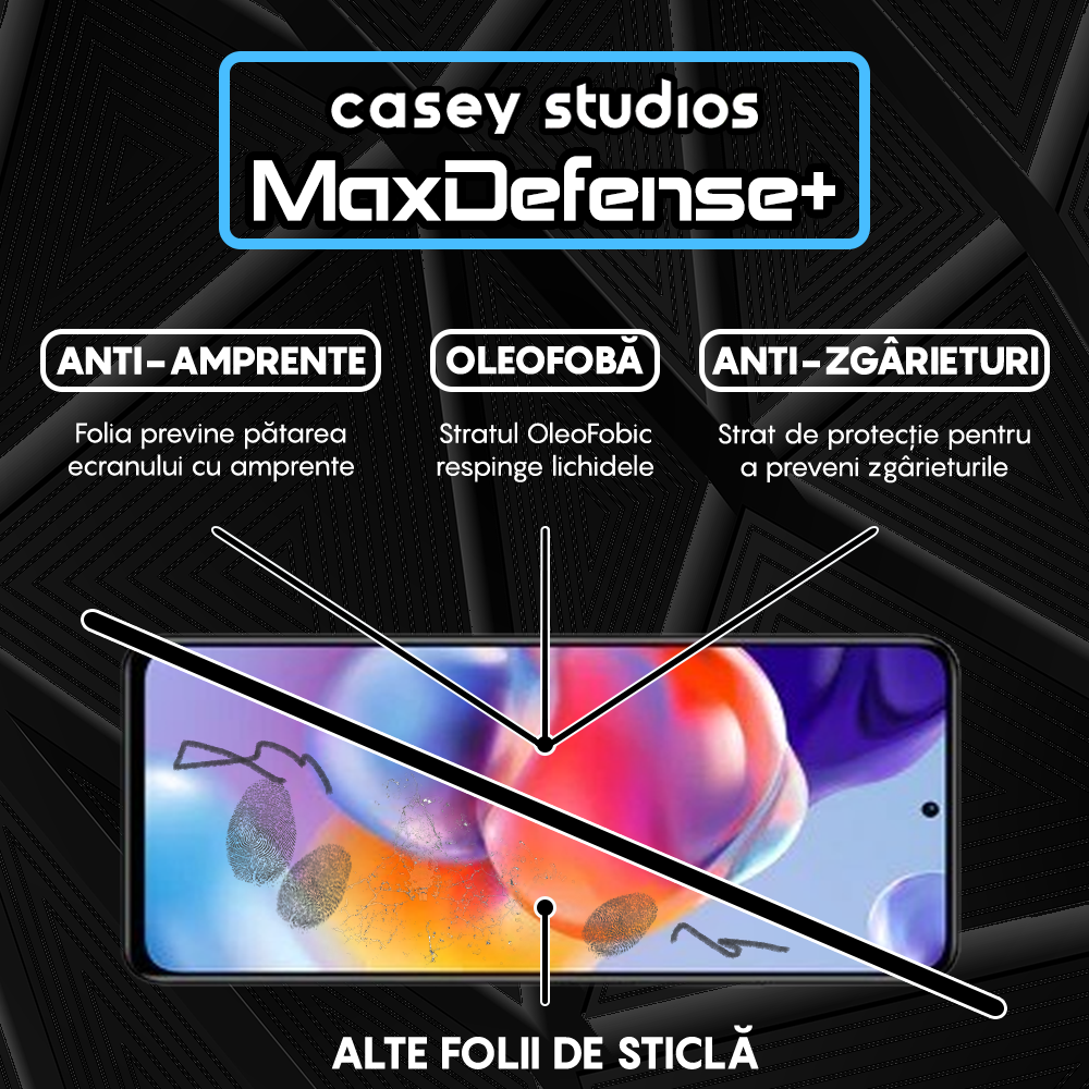 Folie Sticla MaxDefense+ - Xiaomi Poco X4 Pro 5G/Redmi Note 11 Pro 4G/Redmi Note 11 Pro 5G/Redmi Note 11 Pro+ 5G - Negru