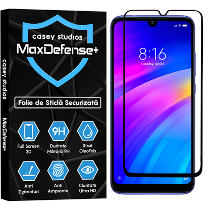 Folie Sticla MaxDefense+ - Xiaomi Redmi Note 7/Redmi Note 7 Pro - Negru