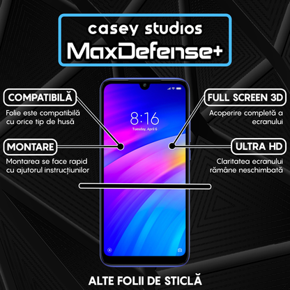 Folie Sticla MaxDefense+ - Xiaomi Redmi Note 7/Redmi Note 7 Pro - Negru