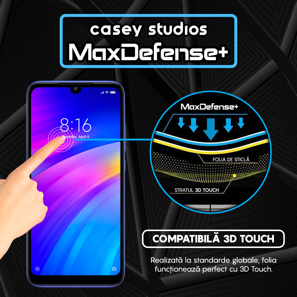 Folie Sticla MaxDefense+ - Xiaomi Redmi Note 7/Redmi Note 7 Pro - Negru