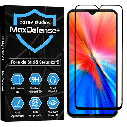 Folie Sticla MaxDefense+ - Xiaomi Redmi Note 8/Redmi Note 8 2021 - Negru