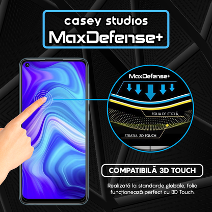Folie Sticla MaxDefense+ - Xiaomi Redmi Note 9/Redmi 10X 4G - Negru