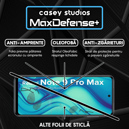 Folie Sticla MaxDefense+ - Xiaomi Redmi Note 9 Pro/Redmi Note 9 Pro Max/Redmi Note 9S - Negru