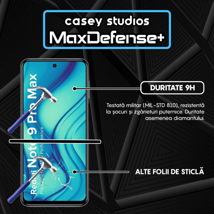 Folie Sticla MaxDefense+ - Xiaomi Redmi Note 9 Pro/Redmi Note 9 Pro Max/Redmi Note 9S - Negru