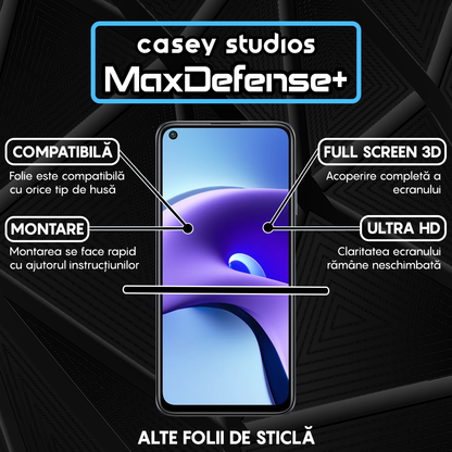 Folie Sticla MaxDefense+ - Xiaomi Redmi Note 9T/Redmi Note 9T 5G - Negru