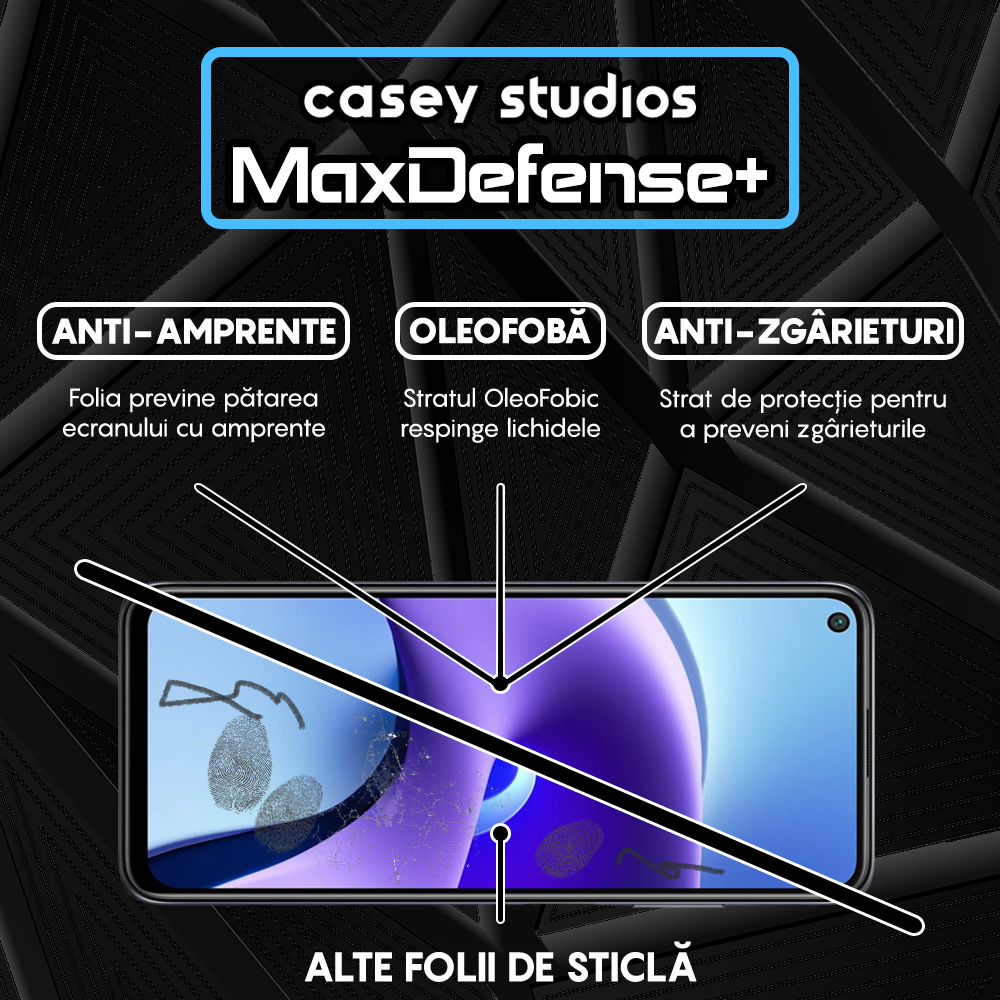 Folie Sticla MaxDefense+ - Xiaomi Redmi Note 9T/Redmi Note 9T 5G - Negru