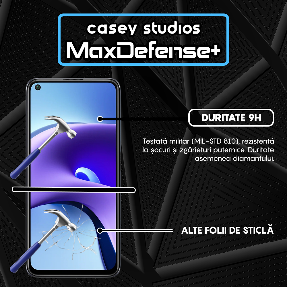 Folie Sticla MaxDefense+ - Xiaomi Redmi Note 9T/Redmi Note 9T 5G - Negru