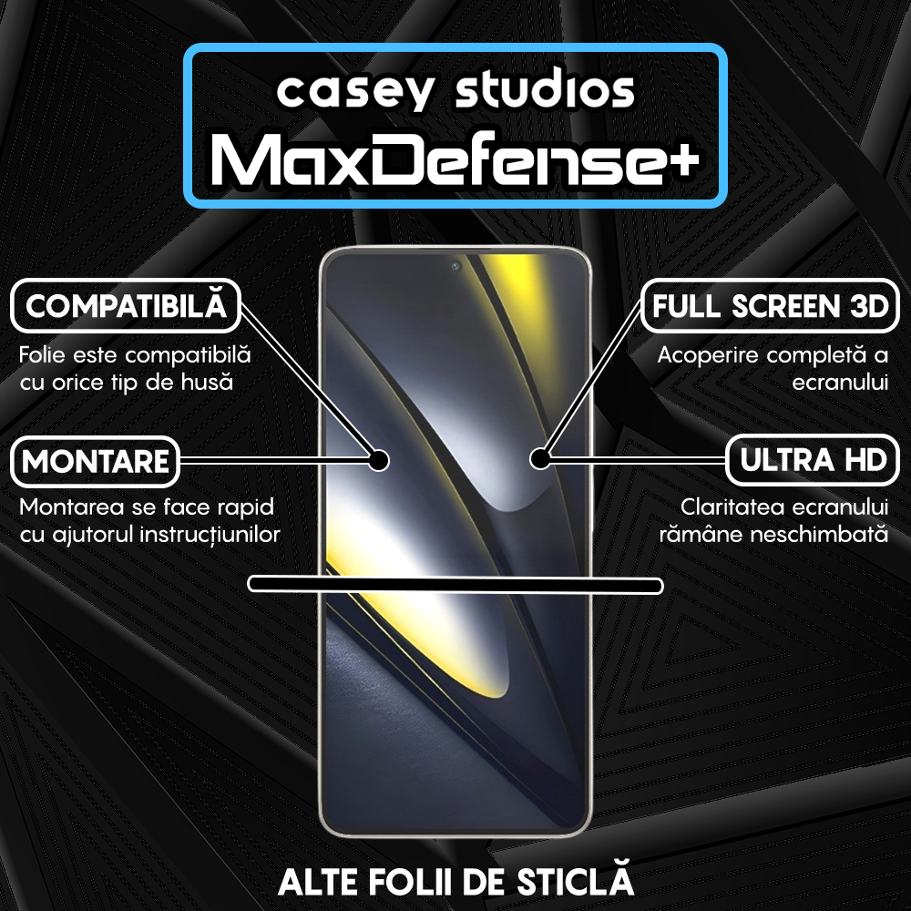 Folie Sticla MaxDefense+ - Xiaomi Poco F6 - Negru