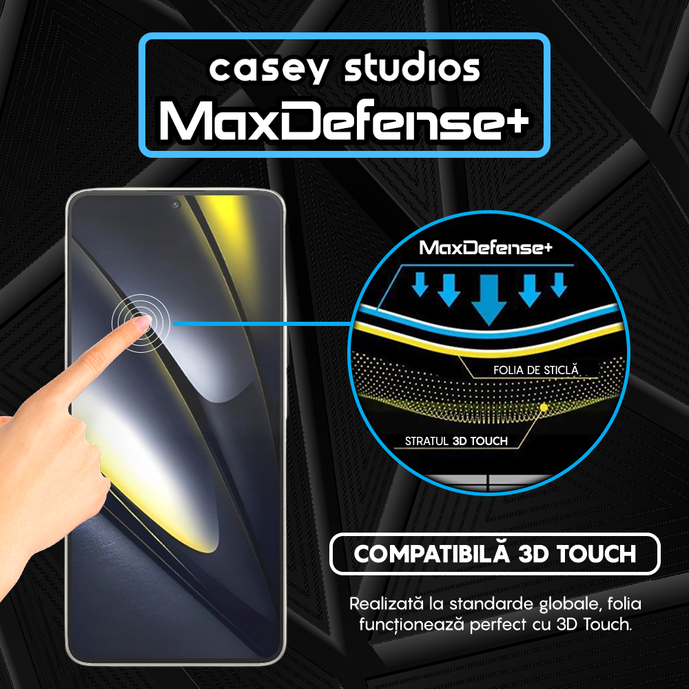 Folie Sticla MaxDefense+ - Xiaomi Poco F6 - Negru