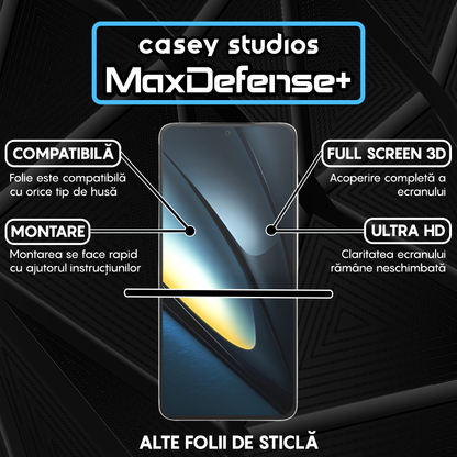 Folie Sticla MaxDefense+ - Xiaomi Poco F6 Pro - Negru