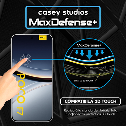 Folie Sticla MaxDefense+ - Xiaomi Poco F7 - Negru