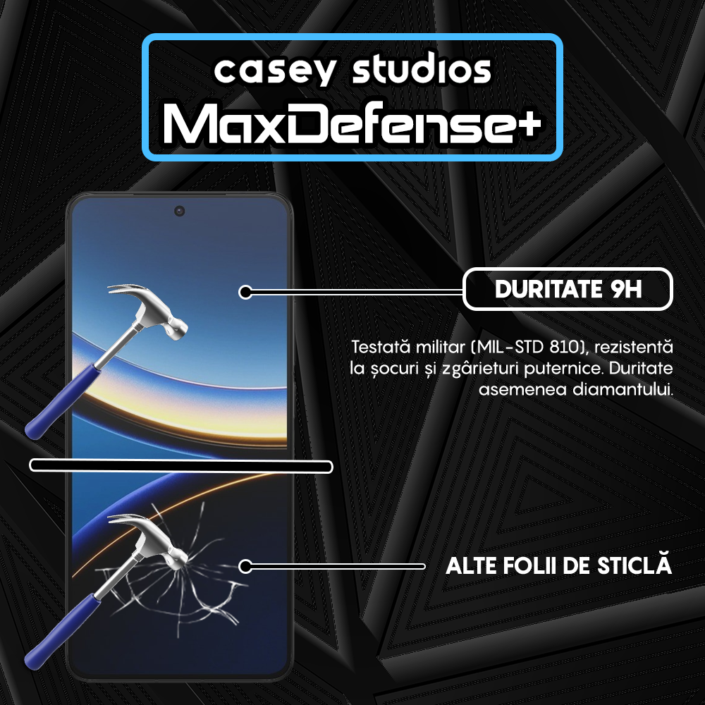 Folie Sticla MaxDefense+ - Xiaomi Poco F7 Pro - Negru
