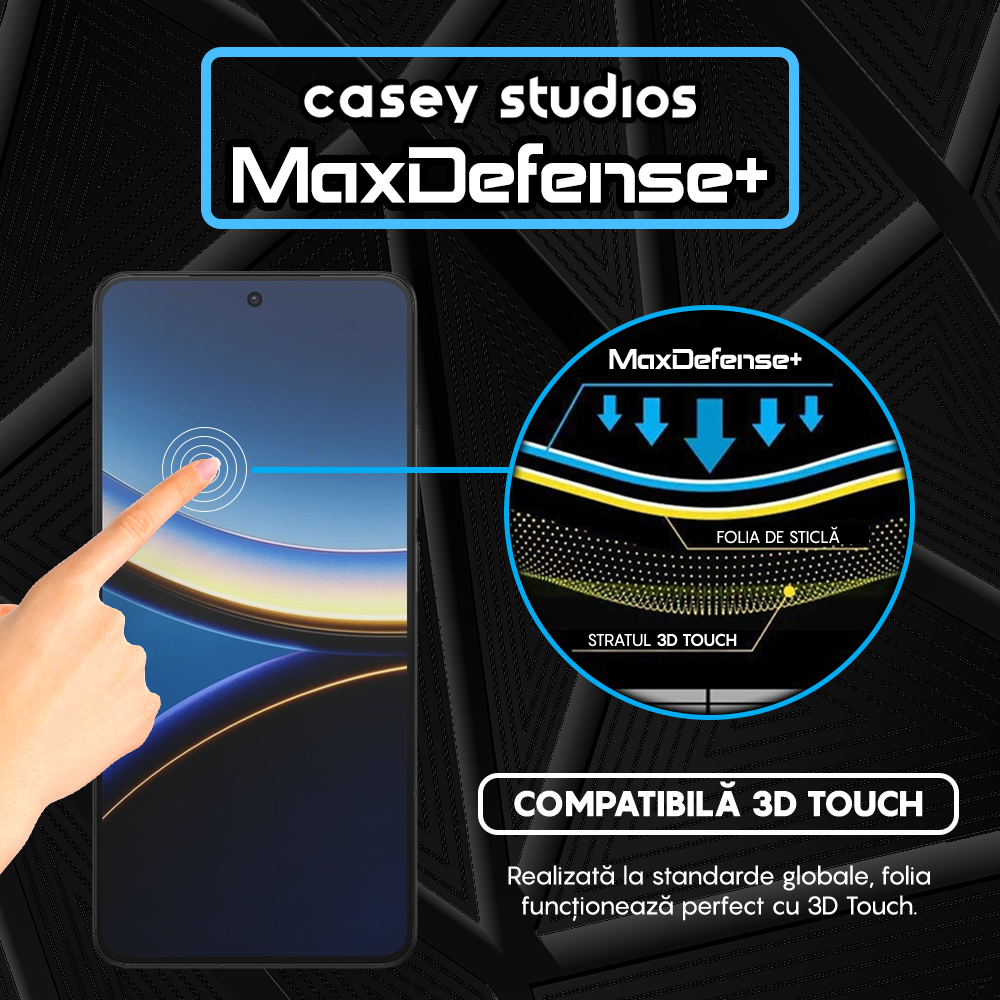 Folie Sticla MaxDefense+ - Xiaomi Poco F7 Pro - Negru