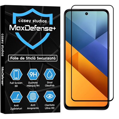 Folie Sticla MaxDefense+ - Xiaomi Poco M6 4G - Negru