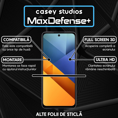 Folie Sticla MaxDefense+ - Xiaomi Poco M6 4G - Negru